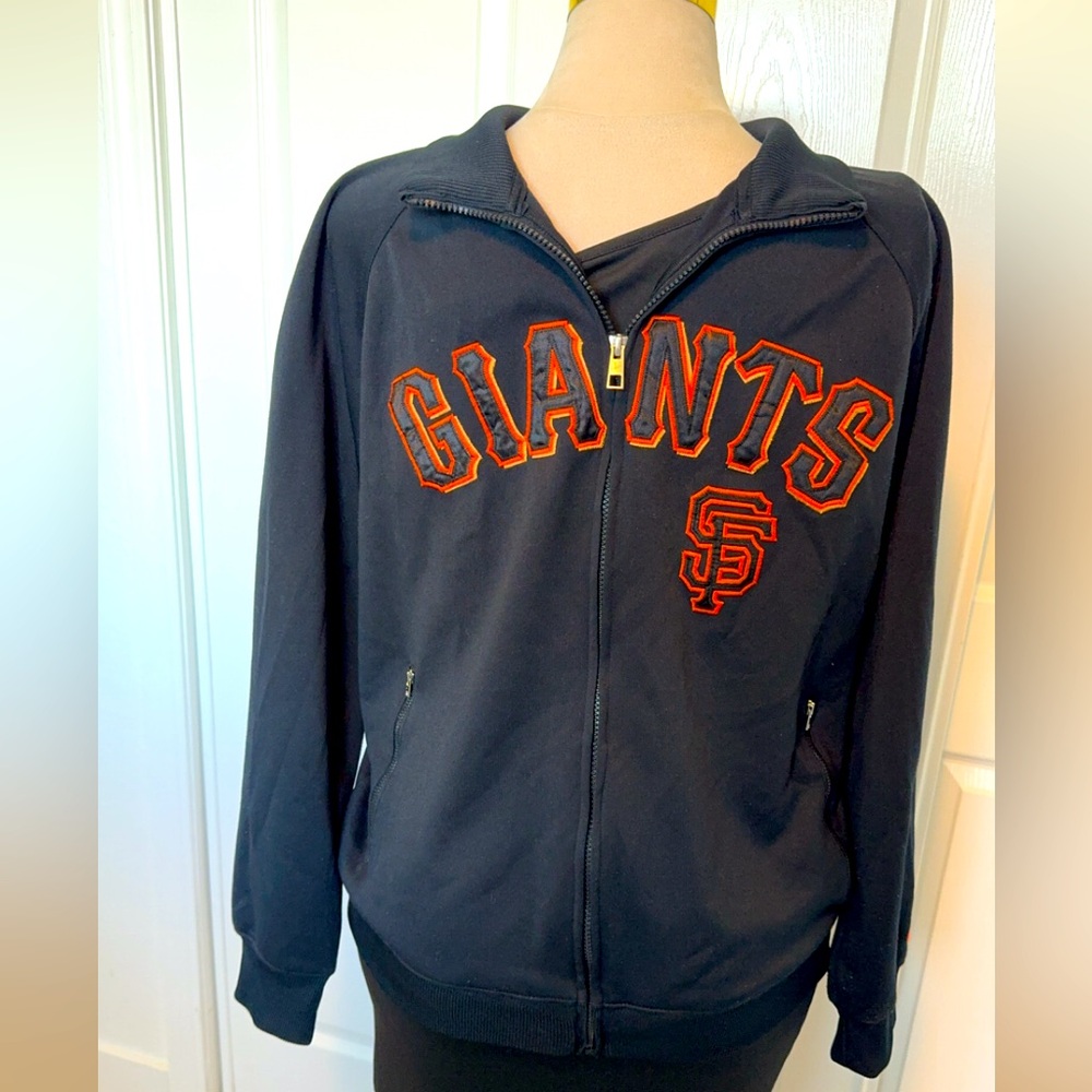 Nike Track Jacket Men sz Large Black San Francisco Giants Baseball Full Zip